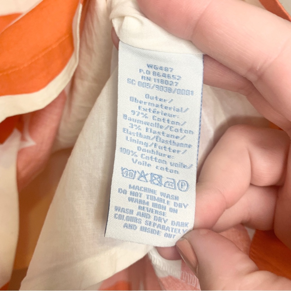 Boden Women’s Lined Orange Cotton Printed Riviera Circle Skirt Size 2 - Picture 10 of 11